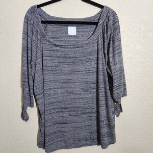 Sunday Blouse Womens XL Heathered Gray Square Neck Top